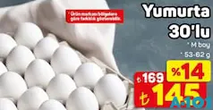 YUMURTA 30'LU M BOY 53-62 G fiyat ve kampanya bilgisi